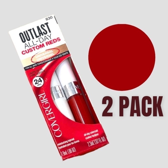 🌺 CoverGirl Outlast All Day Classic Red Lip Color x2 - Picture 1 of 5